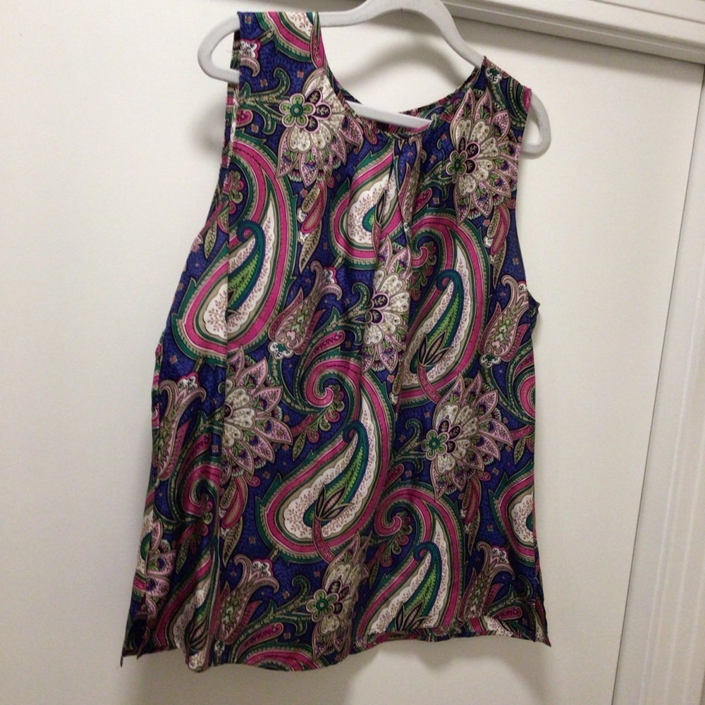 Womens Talbots Multicolored Paisley 100% Silk Tank Top